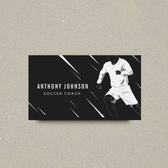 Tarjeta De Visita Jugador de entrenador de fútbol negro y blanco Mas (Subido por el creador)