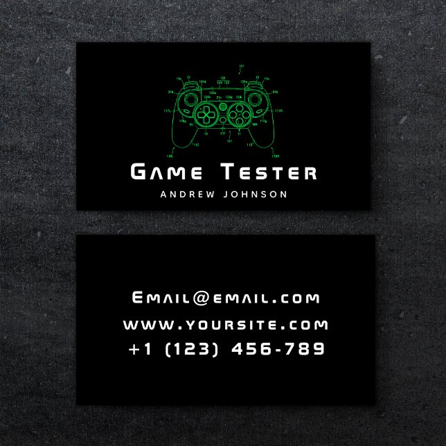 Tarjeta De Visita Jugador de Joystick de juego Neon Green Controller (Subido por el creador)