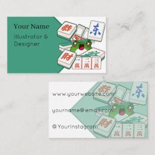 Tarjeta De Visita Jugador de Mahjong de rana kawaii lindo