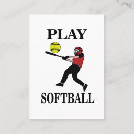 Tarjeta De Visita Jugador de Softbol Juega a Softball
