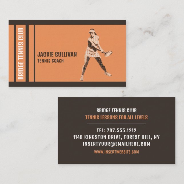 Tarjeta De Visita Jugador de tenis profesional, entrenador/entrenado (Anverso / Reverso)