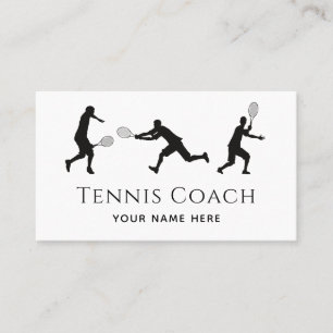 Tarjeta De Visita Jugador de tenis Silhouette Black White Social Med