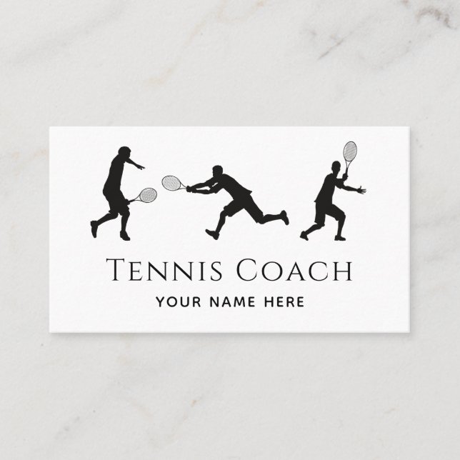 Tarjeta De Visita Jugador de tenis Silhouette Black White Social Med (Anverso)