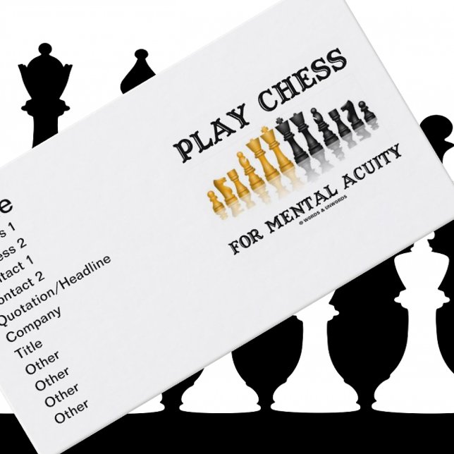 Tarjeta De Visita Jugar Al Ajedrez Para La Acuidad Mental (Ajedrez R (Business card for any chess player or chess teacher featuring sound chess advice.)