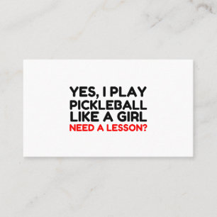 Tarjeta De Visita Jugar Al Pickleball Como Un Chica Necesita Lecció