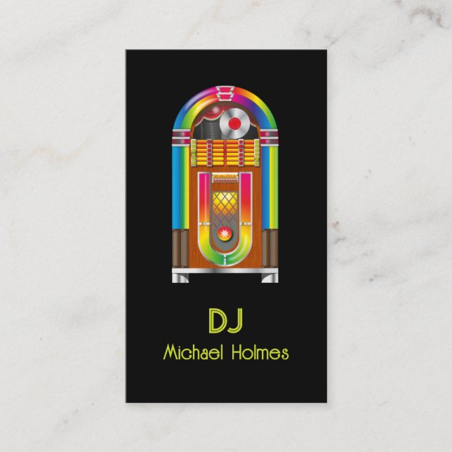 Tarjeta De Visita Jukebox DJ Music Black (Anverso)