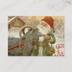 Tarjeta De Visita Jultomten alimenta a cabra de Yule una galleta