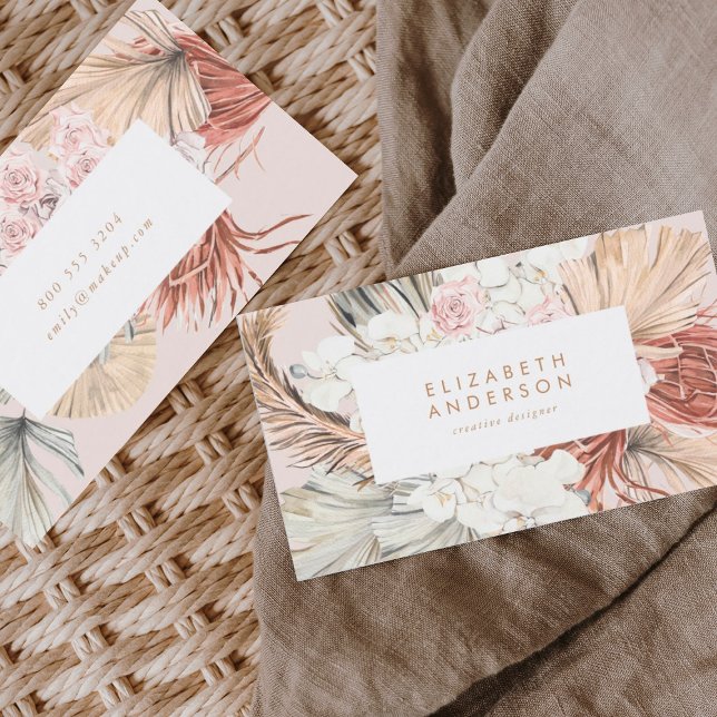 Tarjeta De Visita Jungla tropical floral de pampas (Subido por el creador)
