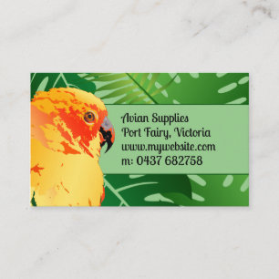 Tarjeta De Visita Jungle Conure Naranja Parrot Green deja el Avión