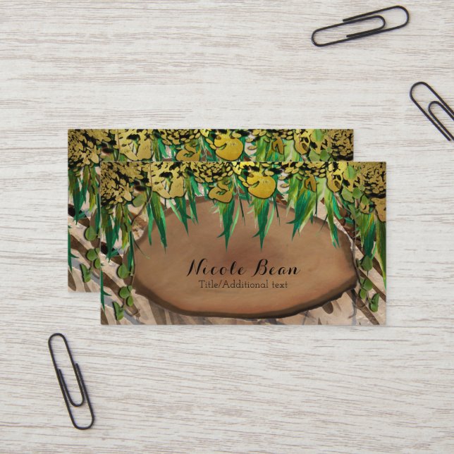 Tarjeta De Visita JUNGLE Gold Glam Animal Imprimir Moda elegante (Anverso/Reverso In Situ)