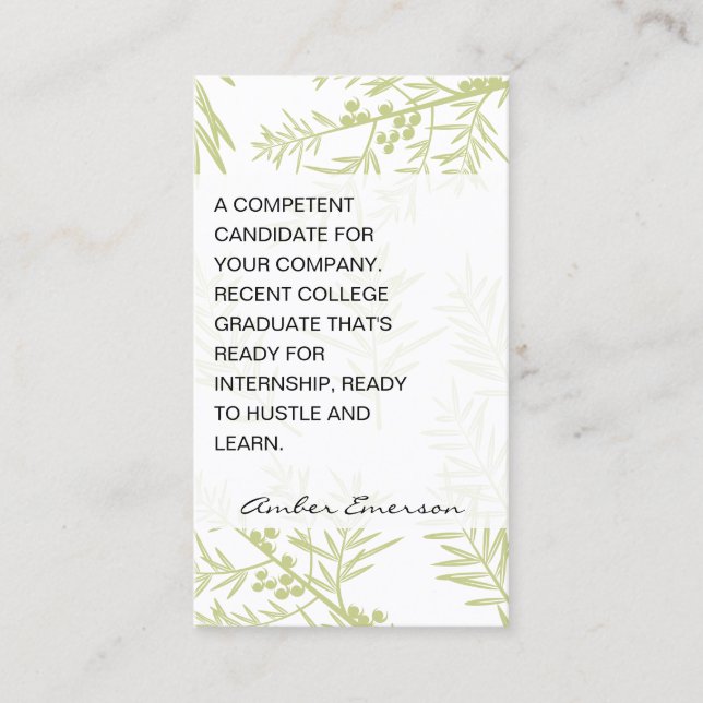 Tarjeta De Visita Juniper Branches (Anverso)