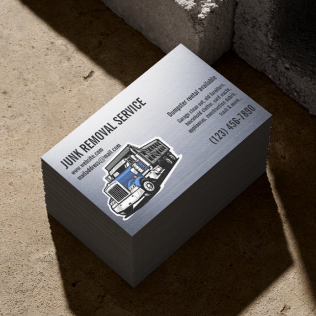 TARJETA DE VISITA JUNK GARBAGE REMOVAL SERVICES HAULING SILVER (Subido por el creador)