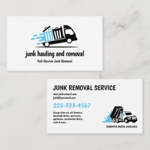 TARJETA DE VISITA JUNK HAULING TRASH REMOVING BLUE BLACK