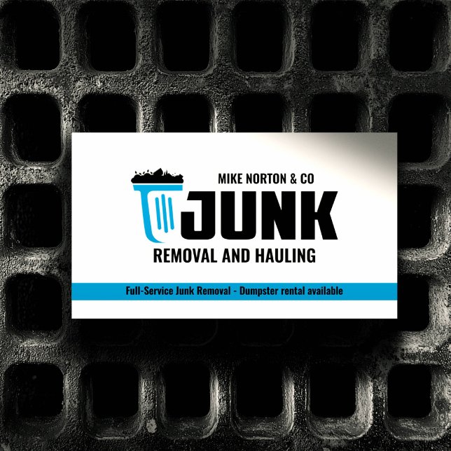 Tarjeta De Visita Junk Removal & Hauling Business TRASH BIN BLUE (Subido por el creador)
