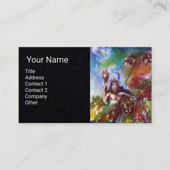 Tarjeta De Visita JUPITER Y LION Griega Mitología,Papel negro (Anverso)