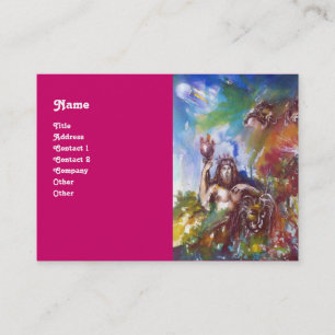 Tarjeta De Visita JUPITER Y LION ,Mitología Griega Azul Púrpura