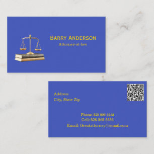 Tarjeta De Visita Justicia de Abogado Balanza y Libros con código QR