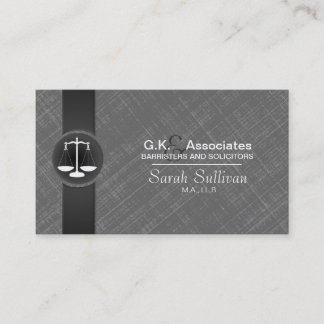 Tarjeta De Visita Justicia elegante negra gris de la escala de la