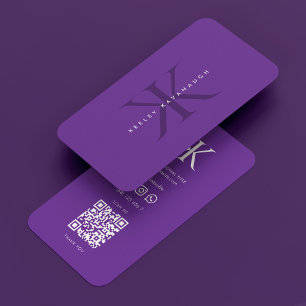 Tarjeta De Visita K Monograma Real Purple Profesional Moderno