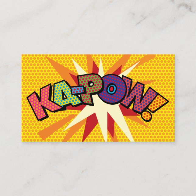 Tarjeta De Visita KA-POW Diversión Retro Cómic (Anverso)