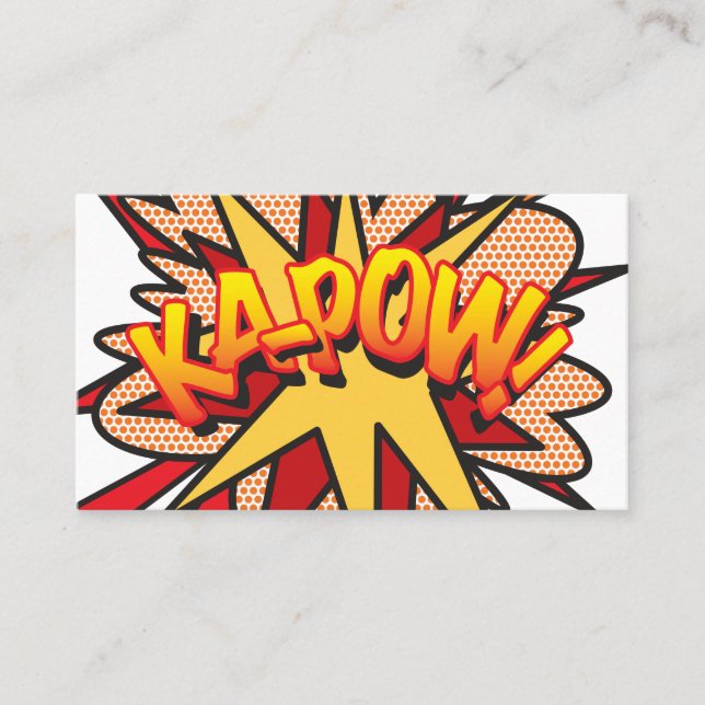 Tarjeta De Visita KA-POW Diversión Retro Cómic (Anverso)