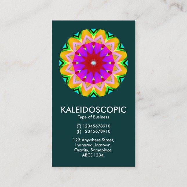 Tarjeta De Visita Kaliedoscopic Mandala 02 - Verde oscuro (003333) (Anverso)