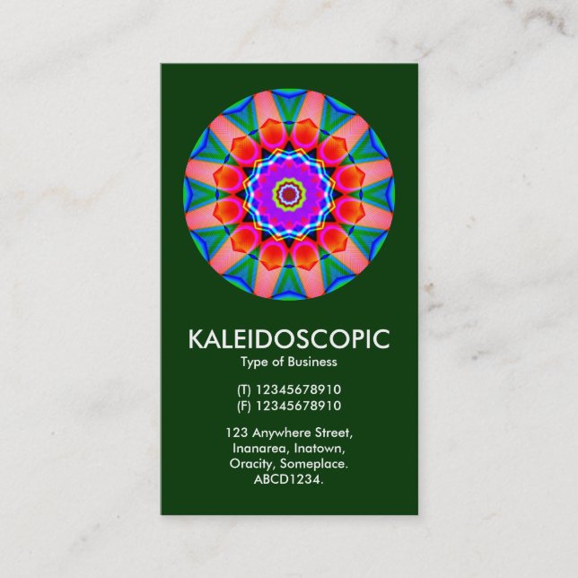 Tarjeta De Visita Kaliedoscopic Mandala 03 - Verde oscuro (003300) (Anverso)