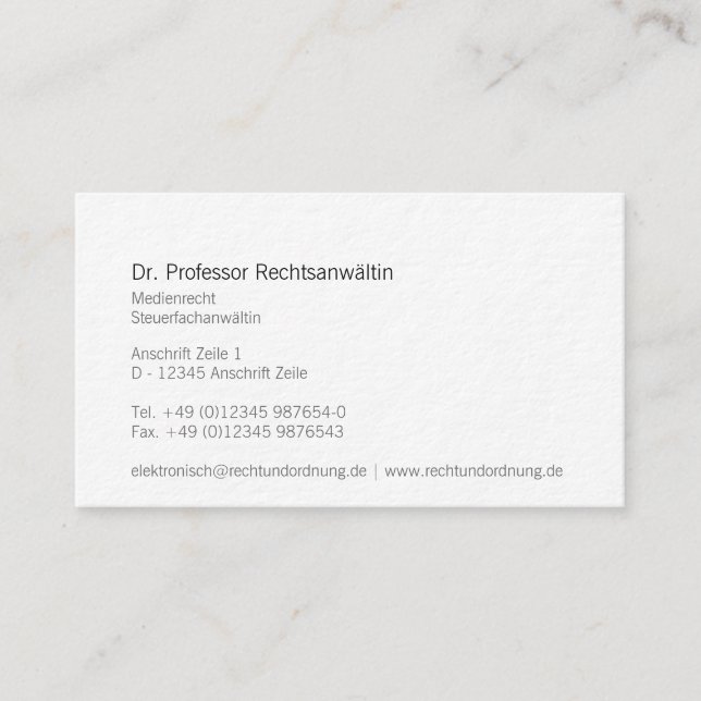 Tarjeta De Visita Kanzlei Visitenkarte (Anverso)