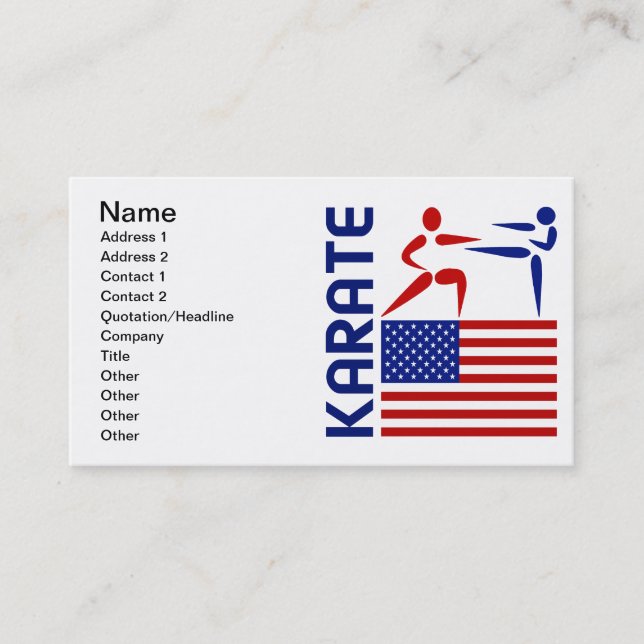 Tarjeta De Visita Karate Estados Unidos (Anverso)