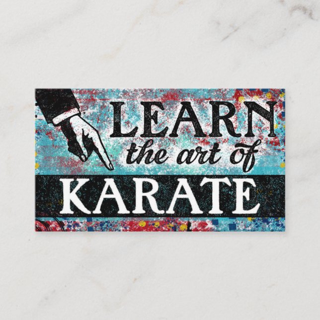 Tarjeta De Visita Karate Lessons Business Cards - Rojo azul (Anverso)