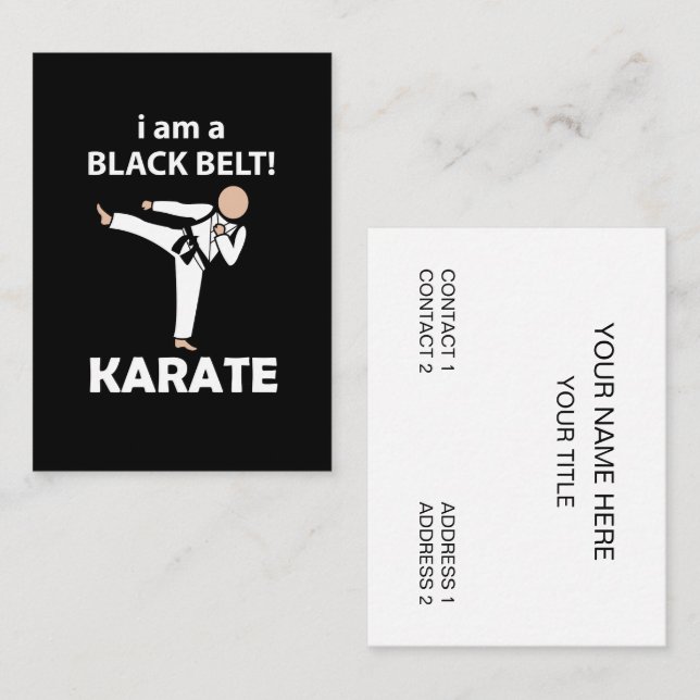 Tarjeta De Visita Karate, soy un Karate del Cinturón Negro (Anverso / Reverso)