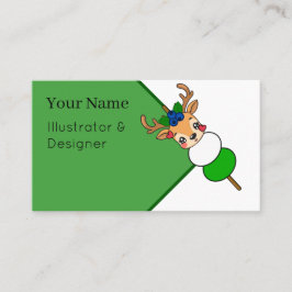Tarjeta De Visita Kawaii Blueberry Deer Dango - Brocheta Japonesa de