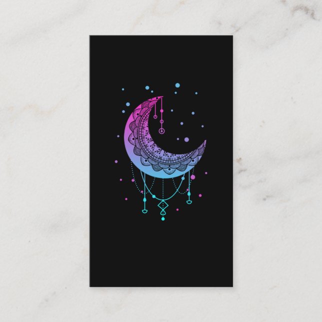 Tarjeta De Visita Kawaii Colorful Pastel Gótico Luna (Anverso)