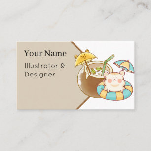 Tarjeta De Visita Kawaii Hamster Coco - Vacaciones en la Playa & Rin