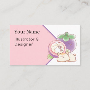 Tarjeta De Visita Kawaii Hamster Mangosteen - Estética Afrutada y Du