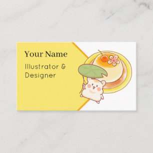 Tarjeta De Visita Kawaii Hamster Pudín Japonés - Purin Postre Ar