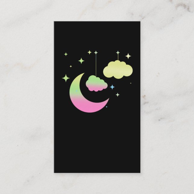 Tarjeta De Visita Kawaii Moon y las nubes Pastel arte Gótico (Anverso)