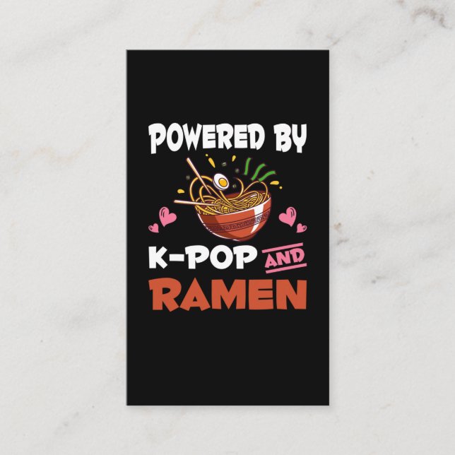 Tarjeta De Visita Kawaii Noodles Kpop adicto al K-pop y Ramen (Anverso)