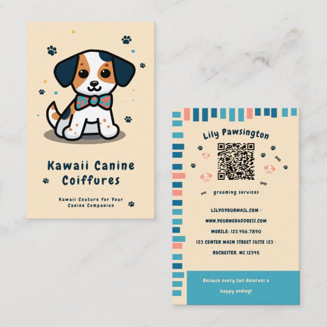 Tarjeta De Visita Kawaii Paws Perro ligero ardiendo (Anverso / Reverso)