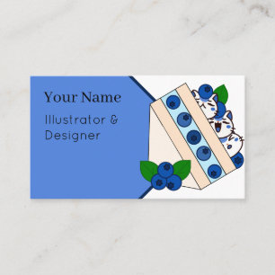 Tarjeta De Visita Kawaii Sandwich de Frutas con Gato Azul - San Japo