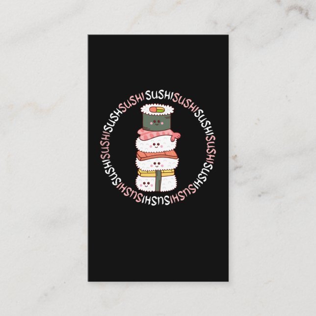 Tarjeta De Visita Kawaii Sushi Funny Comida Japonesa Anime (Anverso)