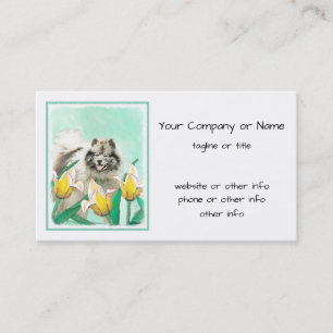 Tarjeta De Visita Keeshond en tulipanes pintando arte original del p