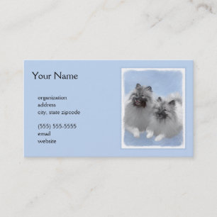 Tarjeta De Visita Keeshond Pair de Kees pintura animal original