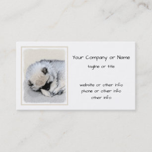 Tarjeta De Visita Keeshond Sleeping Pinting Pintura Original De Perr