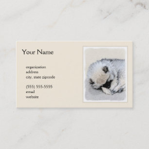 Tarjeta De Visita Keeshond Sleeping Pinting Pintura Original De Perr