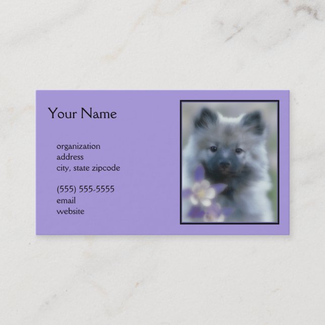 Tarjeta De Visita Keeshond y Columbine - Fotografía de perro (Anverso)