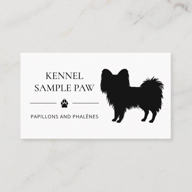 Tarjeta De Visita Kenigma De Perro De Silhouette De Papillón Negro O (Anverso)