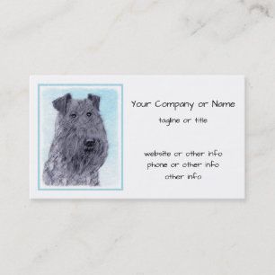 Tarjeta De Visita Kerry Blue Terrier Pintura Cute Original Perro Art