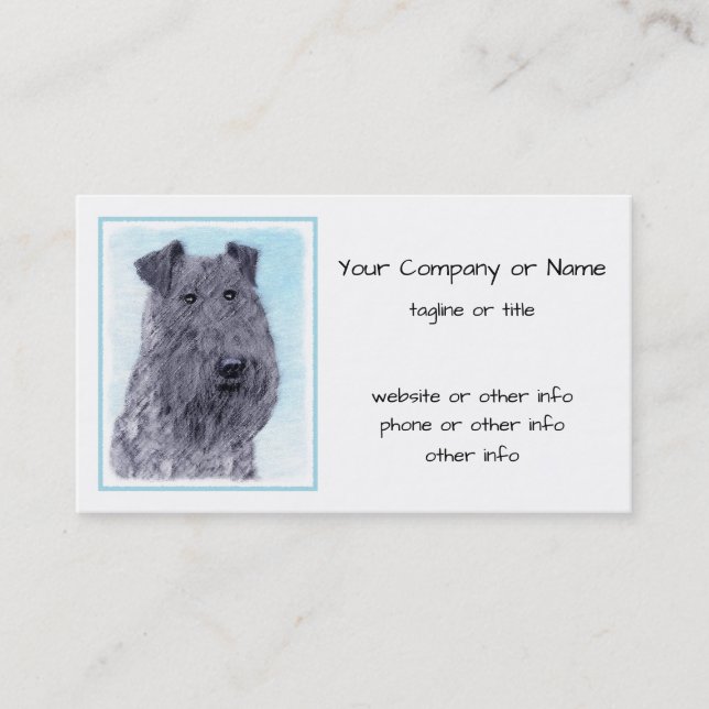 Tarjeta De Visita Kerry Blue Terrier Pintura Cute Original Perro Art (Anverso)