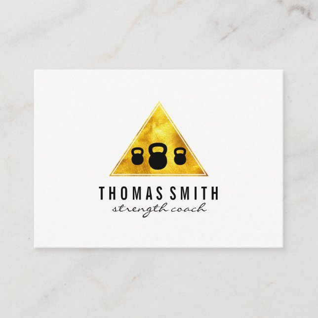 Tarjeta De Visita Kettle Bell Personal Trainer Triángulo de Oro (Anverso)